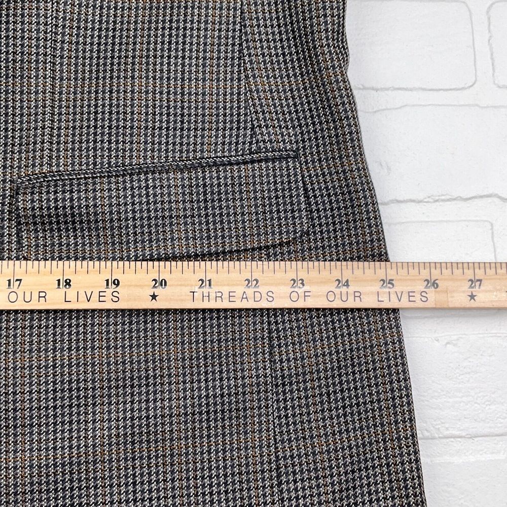 Chaps Blazer Men 48L Gray Gold Prince Edward Plaid Silk Career Classic Party - Picture 10 of 14